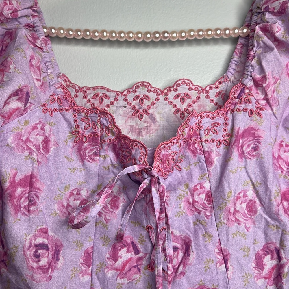 Love Shack Fancy- Floral Pink and Purple Dress - Picture 4 of 7